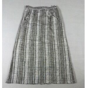 Vintage Lampl Fashions Grey Stripe A-Line Skirt Rayon Acetate Size 11/12 0698
